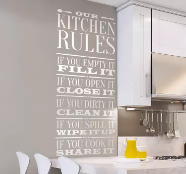 kitchen basic rules home text wall decal - TenStickers