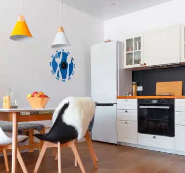 Kitchen Cutlery Wall Clock Sticker - TenStickers
