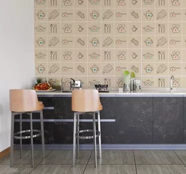 Kitchen Items Border Sticker - TenStickers