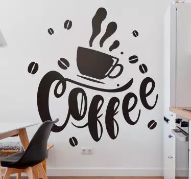 Kitchen with coffee cup drink wall sticker - TenStickers