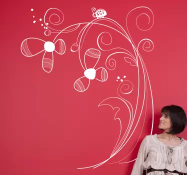 Ladybug on Daisy Wall Sticker - TenStickers