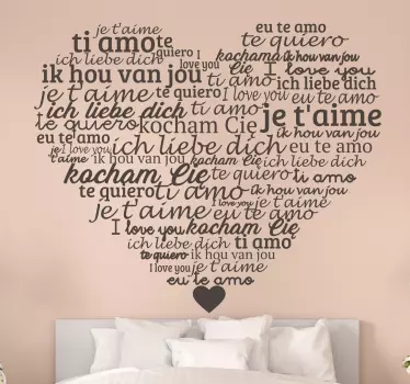 Languages in the heart love wall decal - TenStickers