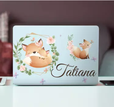 Laptop skin cute foxes set - TenStickers