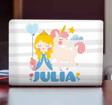 Laptop skin princess and unicorn - TenStickers