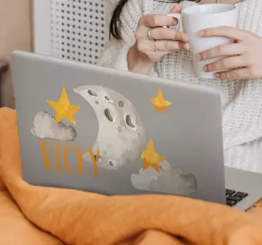 Laptop sticker personalized moon and stars - TenStickers