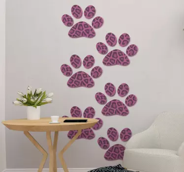Leopard print paw print pet decals - TenStickers