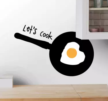 Let's cook with fried egg kitchen stickers - TenStickers