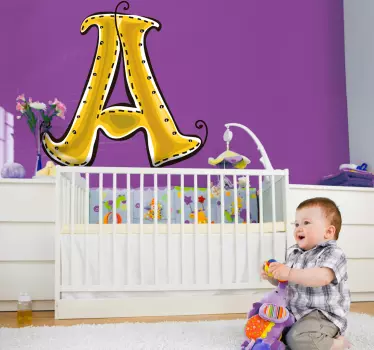 Letter A from the Alphabet Kids Sticker - TenStickers