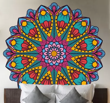 Light blue pink and yellow mandala abstract sticker - TenStickers