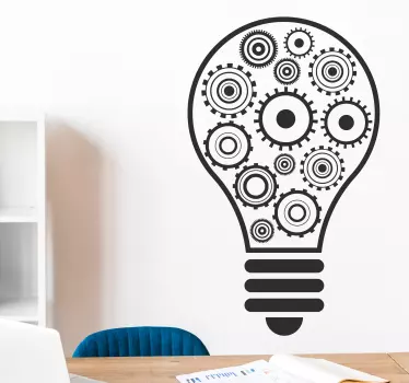 Light bulb with gears office wall decal - TenStickers