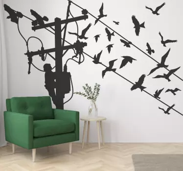 Light pole with birds bird decal - TenStickers