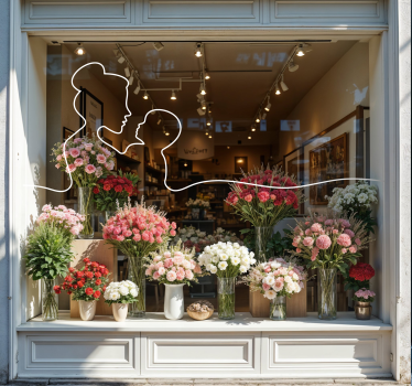 Line art mother shop window sticker - TenStickers