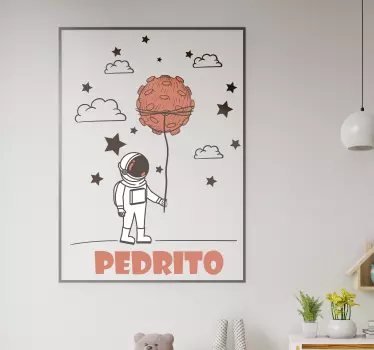 Little Astronaut with name space decal - TenStickers