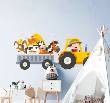 Little farmer with animals toy decal - TenStickers