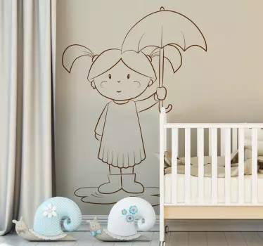 Little Girl In Puddle Sticker - TenStickers