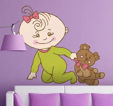 Little Girl with Teddy Kids Decal - TenStickers