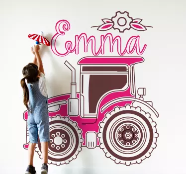 Location sticker cute tractor decoration - TenStickers