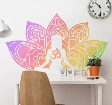 Lotus multicoloured yoga symbol flower wall decor - TenStickers