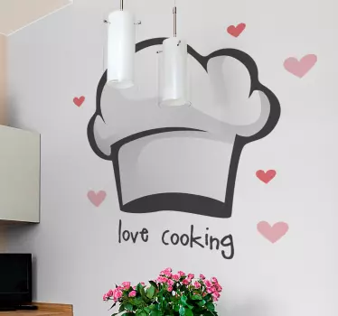 love cooking cook cap kitchen stickers - TenStickers