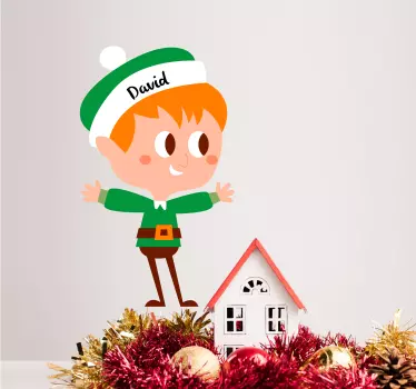 Male Elf Customisable Christmas Sticker - TenStickers