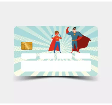 Man and boy superheroes retro design credit card sticker - TenStickers