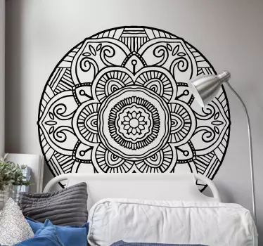 Mandala black and white bohemian floral wall decal - TenStickers