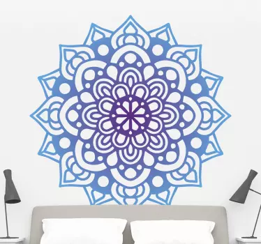 Mandala in blue shades floral wall decal - TenStickers