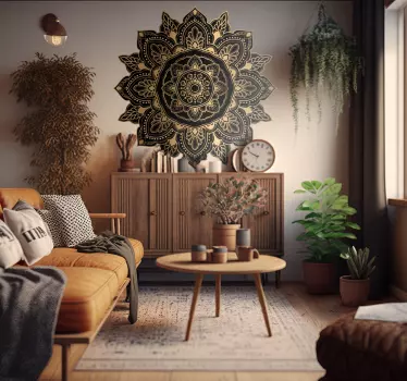 Mandala with elegant drops and lines Abstract Wall Sticker - TenStickers