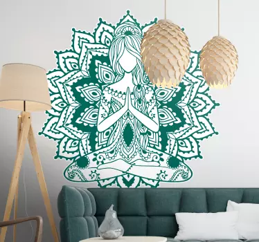 Mandala with meditating woman abstract decal - TenStickers