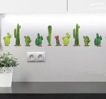Many cactus border sticker - TenStickers