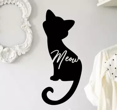 Meow cat silhouette wall decal - TenStickers