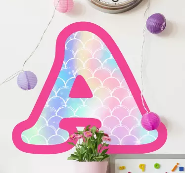 Mermaid initial text wall decal - TenStickers