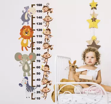 Meter with animals height chart sticker - TenStickers