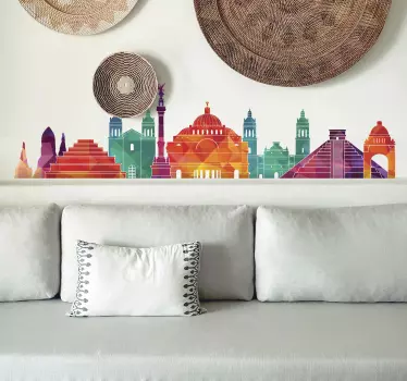Mexico city skyline silhouette wall sticker - TenStickers