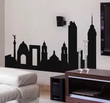 Mexico city skyline silhouette wall sticker - TenStickers