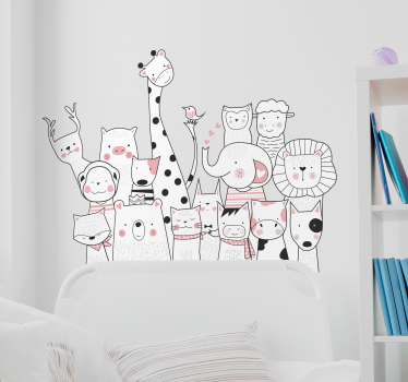 minimalist animal drawing headboard wall decal - TenStickers