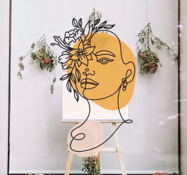 minimalistic portrait of a woman window decal - TenStickers