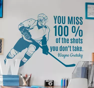 Miss 100% of the shots Hockey inspirational quote stickers - TenStickers