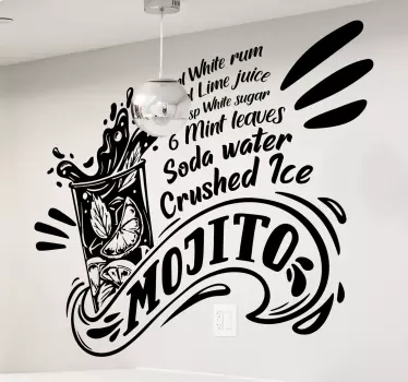 Mojito recipe drink wall sticker - TenStickers