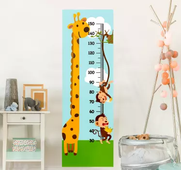 Monkey and giraff measurer height chart wall sticker - TenStickers