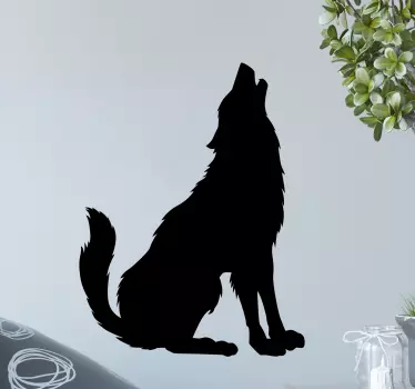 Monocolor wolf howling wild animal decal - TenStickers