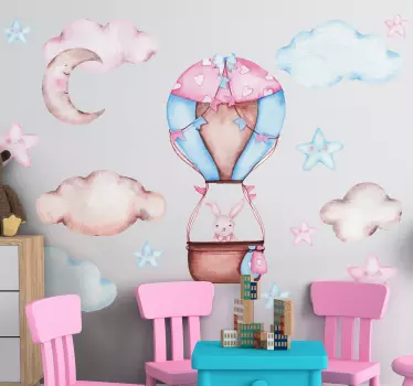 Moon and cloud illustration wall art - TenStickers