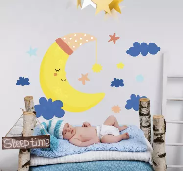 Moon and stars illustration wall art - TenStickers