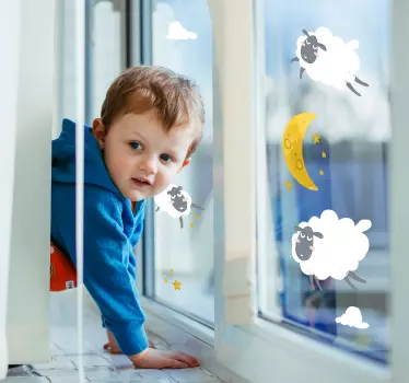 Moon and stars window decal - TenStickers