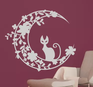 Moon Cat Wall Sticker - TenStickers