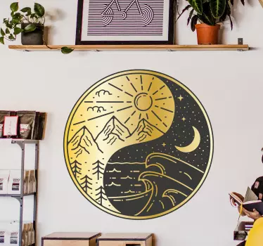 Moon Ying Yang space decal - TenStickers