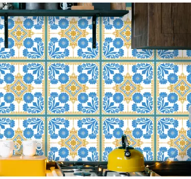 Moroccan cement tiles design wallpaper decal - TenStickers