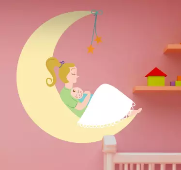 Mother and Baby Moon Sticker - TenStickers