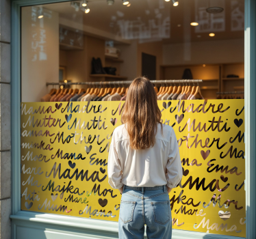 Mother calligraphic words pattern shop window sticker - TenStickers