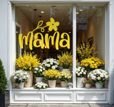 Mother word with a flower shop window sticker - TenStickers